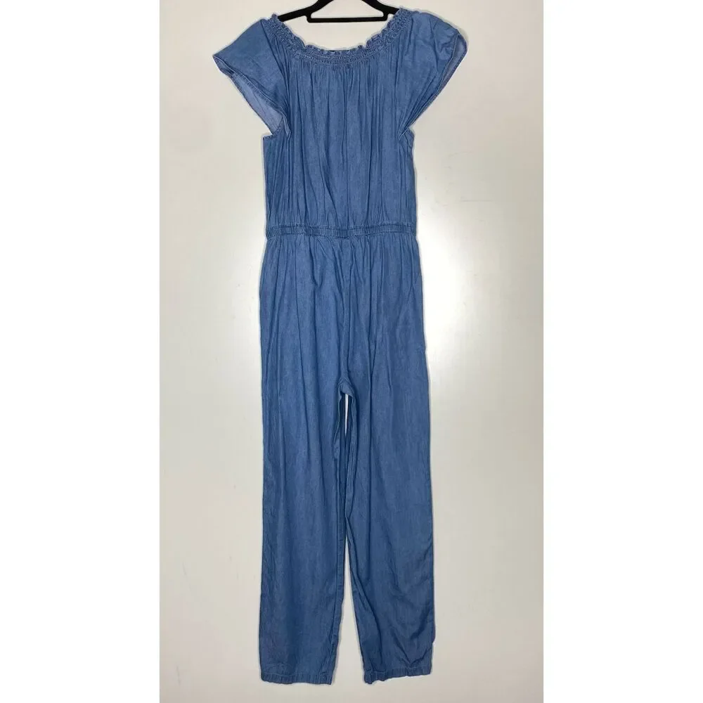 Old Navy Flutter-Sleeve Chambray Jumpsuit Girl's Size 14 Plus